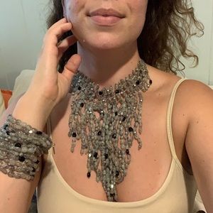 Bajalia beaded choker and bracelet jewelry set